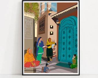 Mere Pind Di Galiyaan , Punjabi Village Art , Village Life , Indian Ethnic Home Decor , Sikh Gift Ideas , Traditional Punjabi wall decor