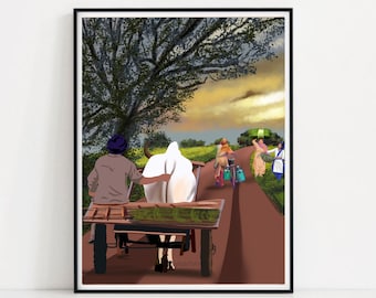 Punjabi Men & Women Working In Fields I Punjabi Village Art I Village Life I Traditional Indian Printable Wall Art I Punjabi wall decor
