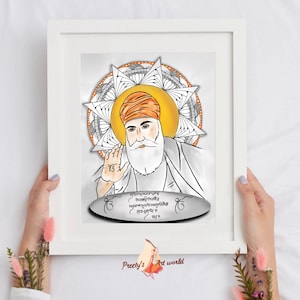 Guru Nanak ji Sikh Mool Mantar ek onkar Art Print I Japji Sahib Gurbani I Sikh Prayer Punjabi  I Punjabi Religious Home Décor I  Wall Art