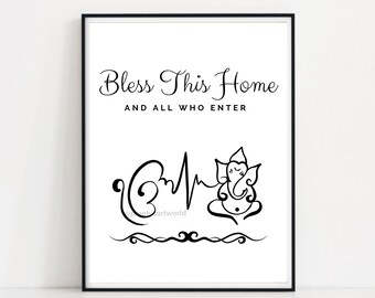 Ek Onkar Ganesha Bless This Home And All Who Enter Entryway Art Print I Welcome Entryway Sign I Housewarming I Indian Home Decor I Wall Art