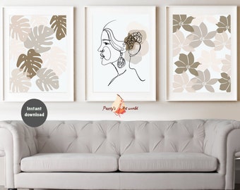 Set Of 3 Indian Women Abstract Line Art I Minimalist Wall Art I Abstract Modern Art I Wall Home Décor I Modern Décor Printable I Indian Art