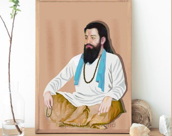 Guru Ravidas Art Painting I Religious Home Decor I Indian Wall Art I Boho Dceor I Bhagat Ravidas I Printable Digital Download Art