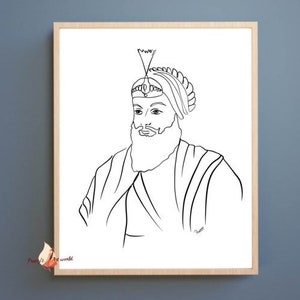Guru Har Rai Ji I SikhArt Print I Sikh Guru Wall Art Poster I Punjabi Sikh Religious Home Wall Décor I Sikhism Painting I Sikh 10 gurus