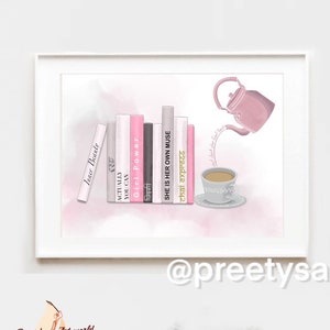 Pink Pastels Girl Women Book Chai Illustration Wall Decor I Wall Art Print I Poster Fashion Illustration I Women Empowerment Love Quotes