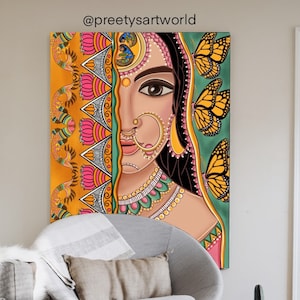 Indian Royal Lady Art Print,Printable Indian Wall Art,Indian Woman Painting,Downloadable Decor,Portrait Art Wall Pictures For Living Room