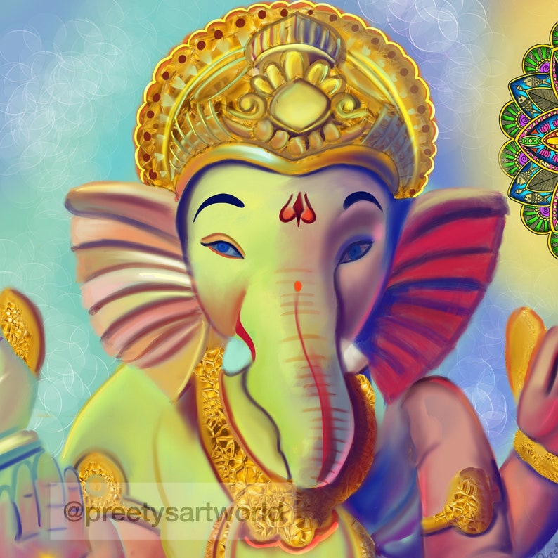 Ganesha Ganpati Ganesh ji Indian God Digital Art Print Digital Download Active