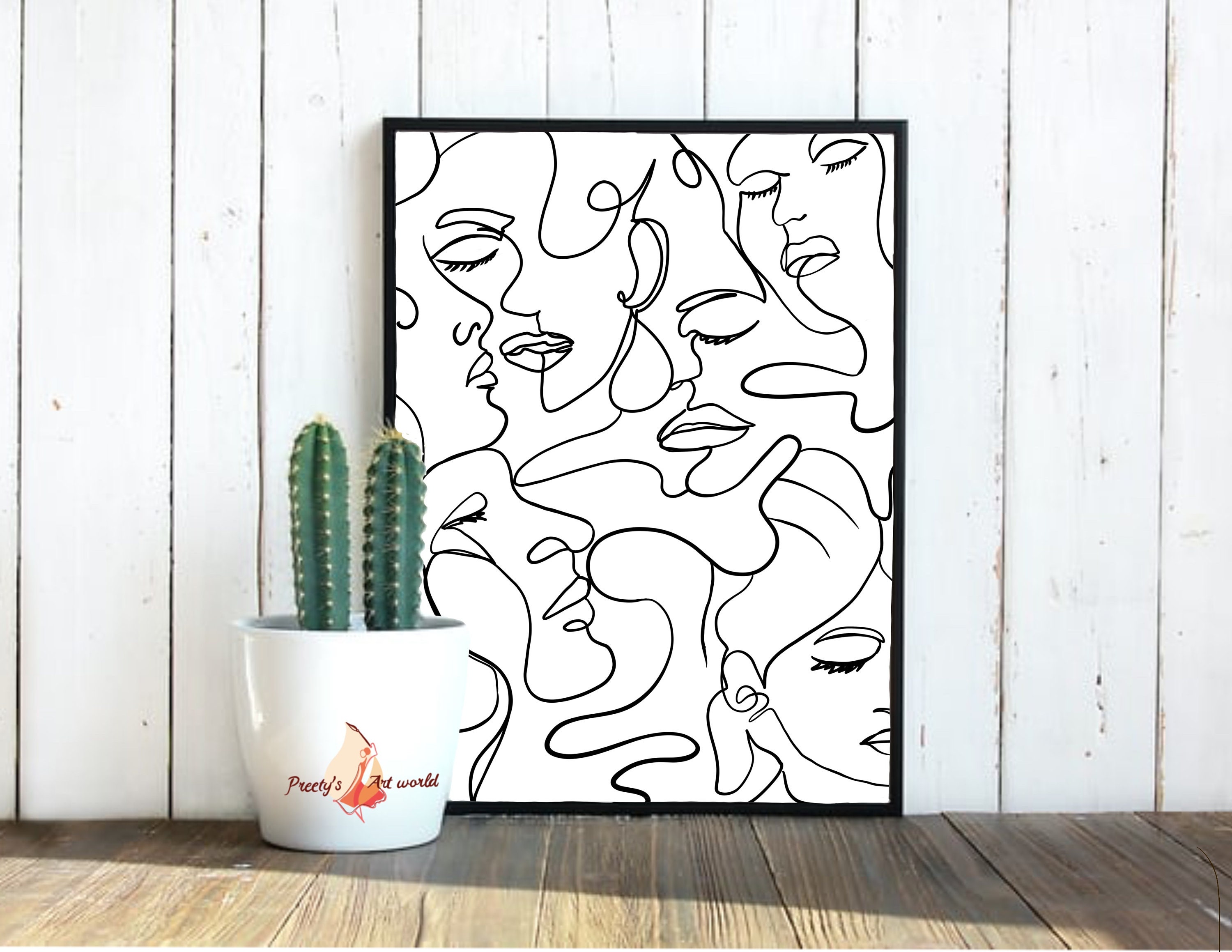 Abstract Faces Print I One Line Women Faces I Modern Decor Wall Print I ...
