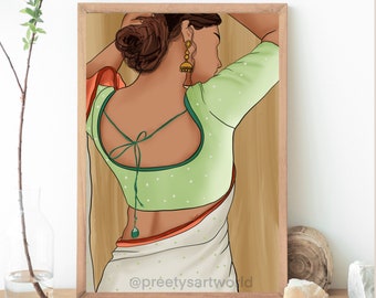 Indian Women  Boho Desi Art Poster Print Wall Art  I Mid Century Modern Print I  Indian Wall Decor I  South Asian Art Home Decor