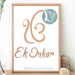Ek Onkar Aesthetic Boho Wall Art I Printable Poster I Punjabi Home Décor I Sikhi Wall Art I Punjabi Gift I Sikh symbol I Sikh Gifts Sikhism