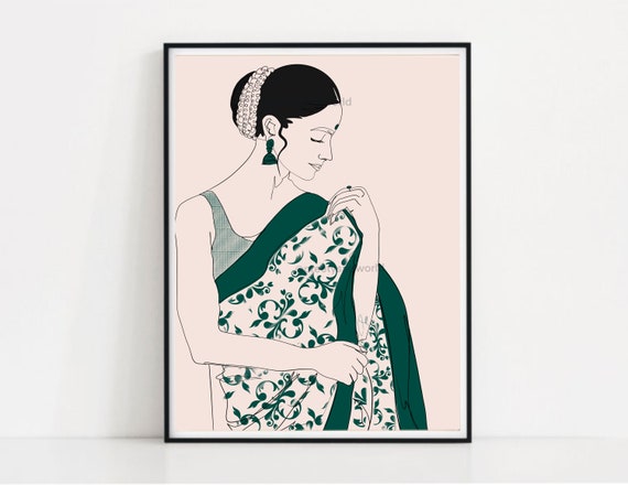 Traditional girl with saree drawing | girl drawing #traditionalgirl # GirlDrawing #sareedrawing #sarees #desinersarees #sketches #art #a... |  Instagram