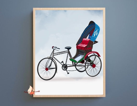 Cycle Rickshaw Poster Art I Indian Wall Decor I Indian Painting I Quirky Indian Art I Travel Exotic Gifts I Nostalgic India Art Series Print