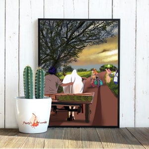 Punjabi Men & Women Working In Fields I Punjabi Village Art I Village Life I Traditional Indian Printable Wall Art I Punjabi wall decor image 7