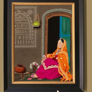 Punjabi Bride Art Print I Indian Ethnic Home Décor I Traditional Indian Printable Wall Art I Sikh Wall Art I Punjabi Culture Sikh Women Art