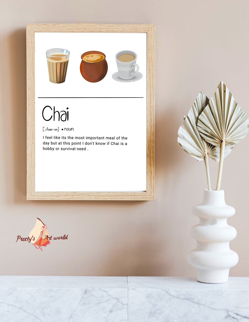 Set 3 Cups of Chai Art Print Chai Definition Chai Painting Etsy UK