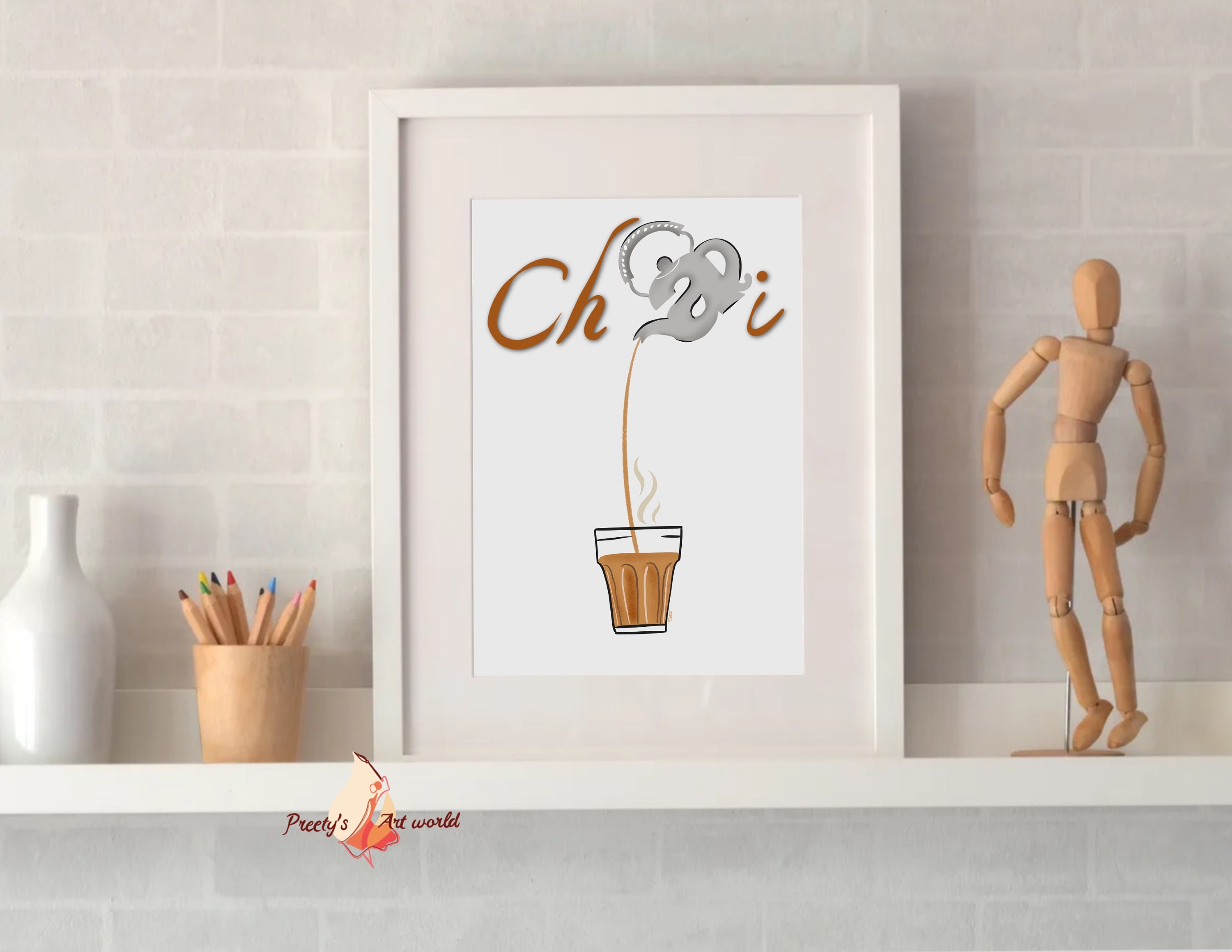 Chai Tea Sign Indian Kitchen Art Illustration Kitchen Home Décor I Desi ...