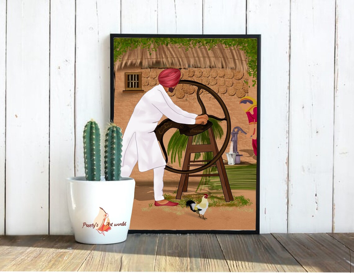 Punjabi Farmer Preparing Cattle Feed by Cutting Pathe/chara Etsy