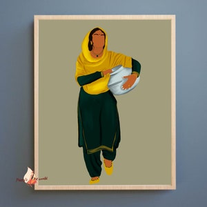 Punjabi Sikh Women Carrying Matka Water Pot Art Print I Indian Ethnic Home Décor I Village Life I Traditional Indian Printable Wall Art image 2