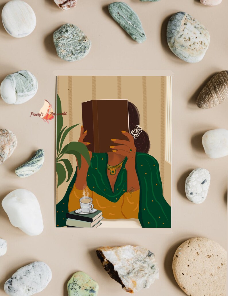 Indian Women in Yellow Suit & Green Chunni Hidden Face Reading Etsy