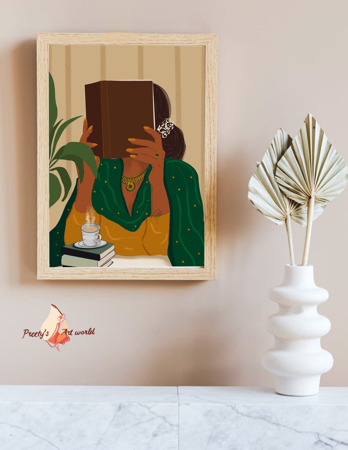 Indian Women in Yellow Suit & Green Chunni Hidden Face Reading Etsy