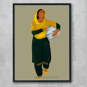 Punjabi Sikh Women Carrying Matka Water Pot Art Print I Indian Ethnic Home Décor I Village Life I Traditional Indian Printable Wall Art image 5