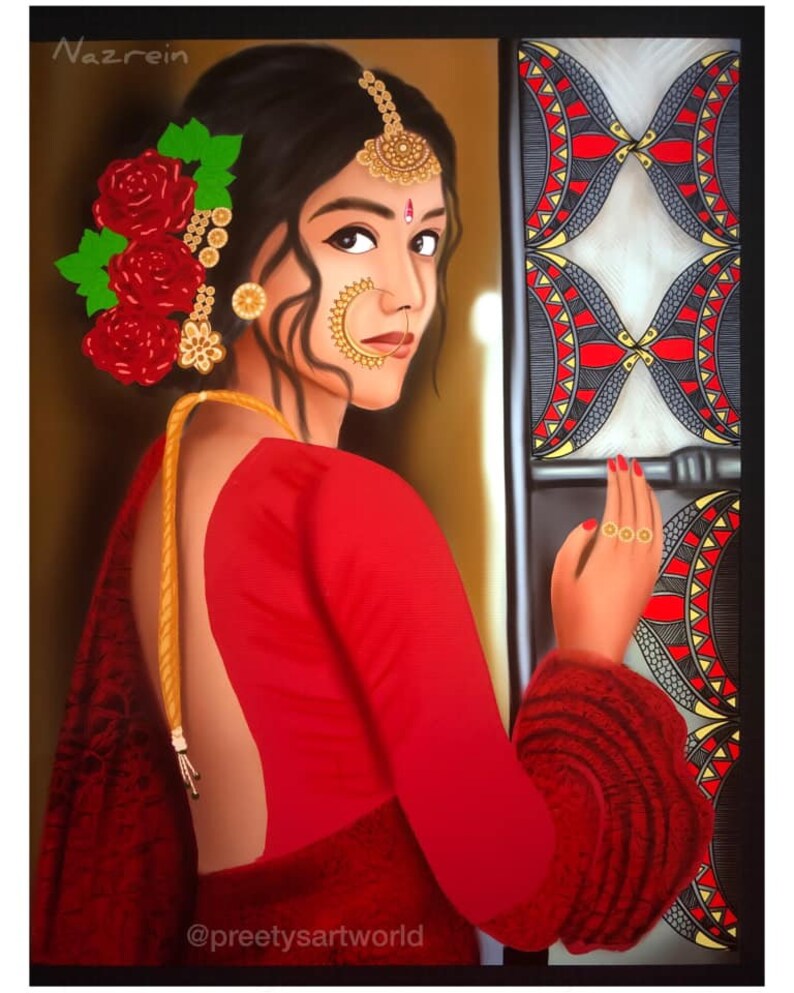 Indian Women With Nose Rings Coloring Book For Adults I Relaxing