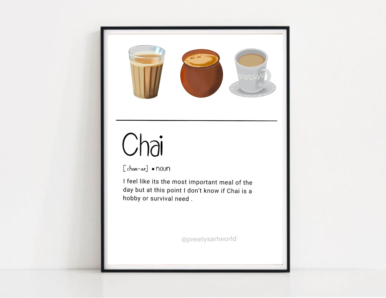 Set 3 Cups of Chai Art Print Chai Definition Chai Painting Etsy UK
