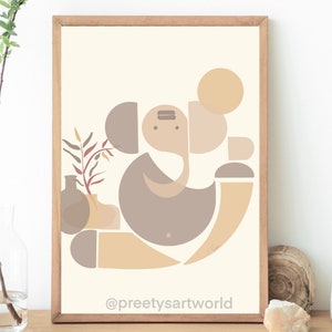 Abstract Modern Ganesha Minimalist Boho Drawing Indian Hindu God Home Wall Decor I Boho Art I Simple Ganesha Puja Room Decor I Indian Art
