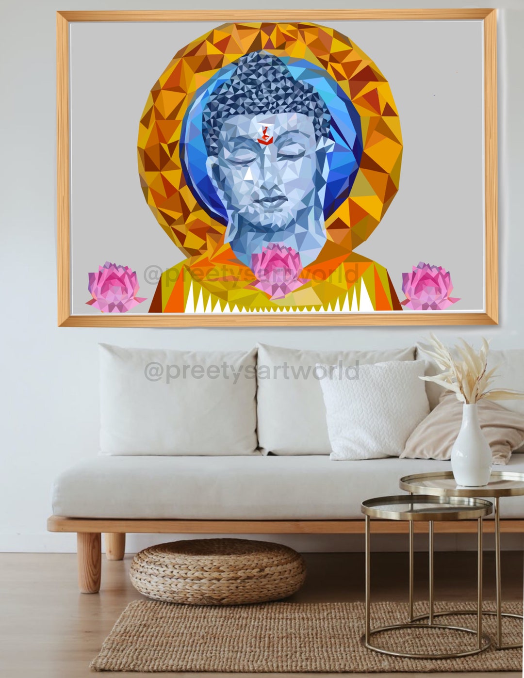 Buddha Painting I Blue I Yoga Art I Meditation Zen Decor I Buddha Head ...