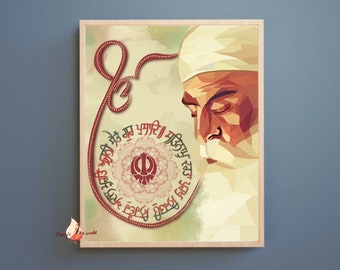 Guru Nanak ji Sikh Mool Mantar ek onkar Art Print I Japji Sahib Gurbani I Sikh Prayer Punjabi I Punjabi Religious Home Décor I Wall Art