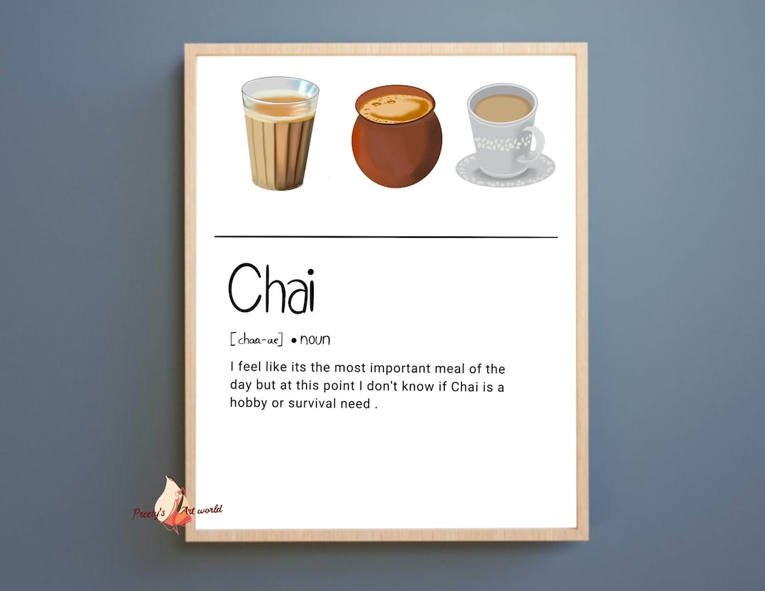 Set 3 Cups of Chai Art Print Chai Definition Chai Painting Chai Poster