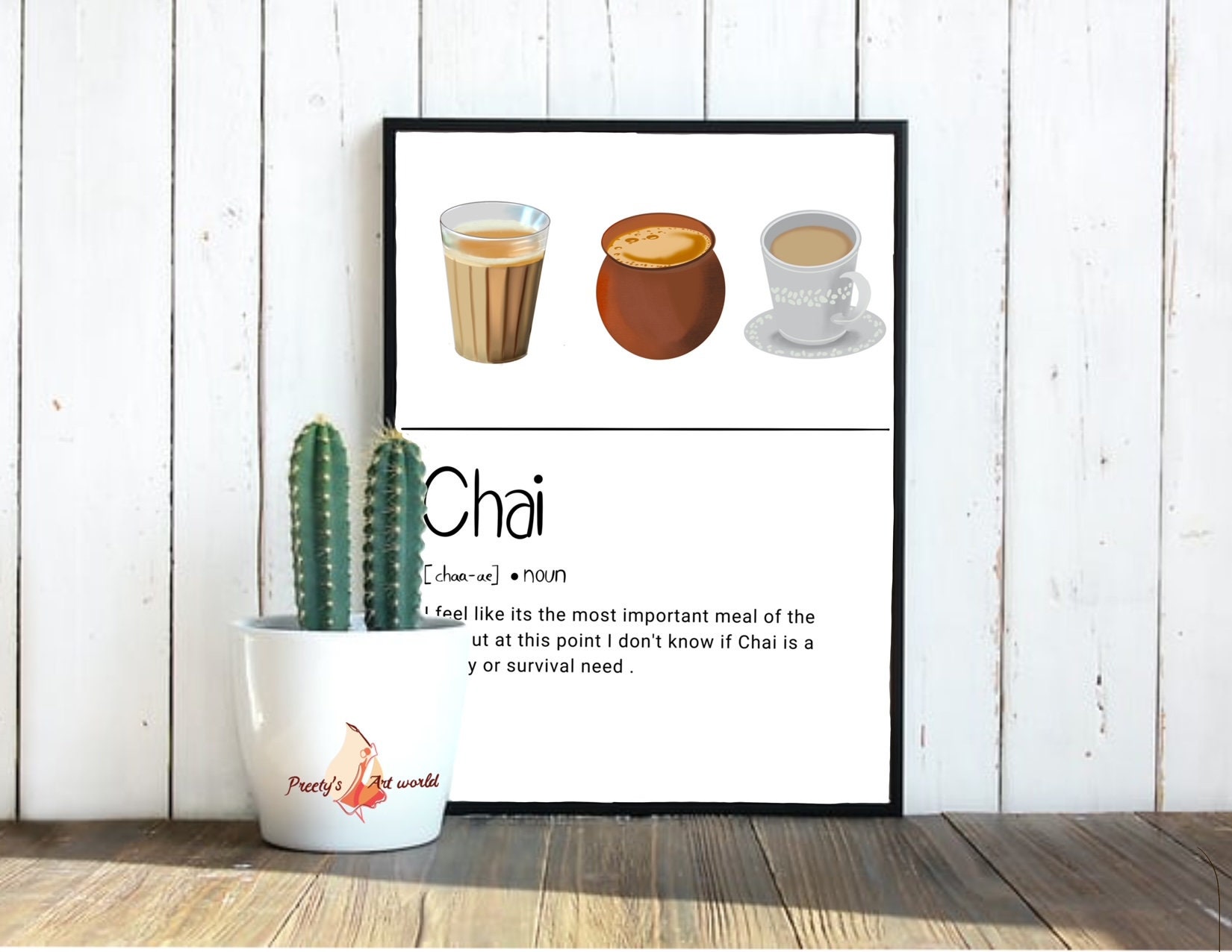 Set 3 Cups of Chai Art Print Chai Definition Chai Painting Etsy UK