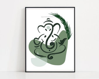 Abstract Modern Ganesha Minimalist Line Drawing Indian Hindu God Home Wall Decor I Boho Art I Simple Ganesha Puja Room Decor I Indian Art