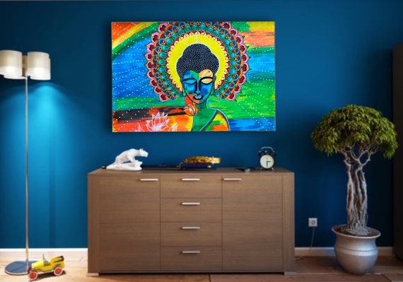 Psychedelic Collection White Black Buddha Multicolor Wall Posters 18x12 :  Amazon.in: Home Improvement