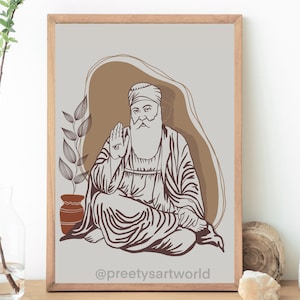 Guru Nanak Dev Ji Sikh Wall art | Sikh Boho home decor | Indian Punjabi  Wall art | Sikhism | Guru | Gurbani | Religious