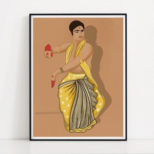 Bharatanatyam Male Dancer Art Illustration I Bharatanatyam Performer Art Print I Male Classical Dancer I Men Performing Dance Art Decor