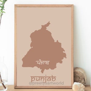 Boho Terrakotta Punjab Karte I druckbare Boho Wandkunst I Minimalistische Karte druckbare I Boho Terrakotta Wandkunst I Boho Punjab Karte Dekor