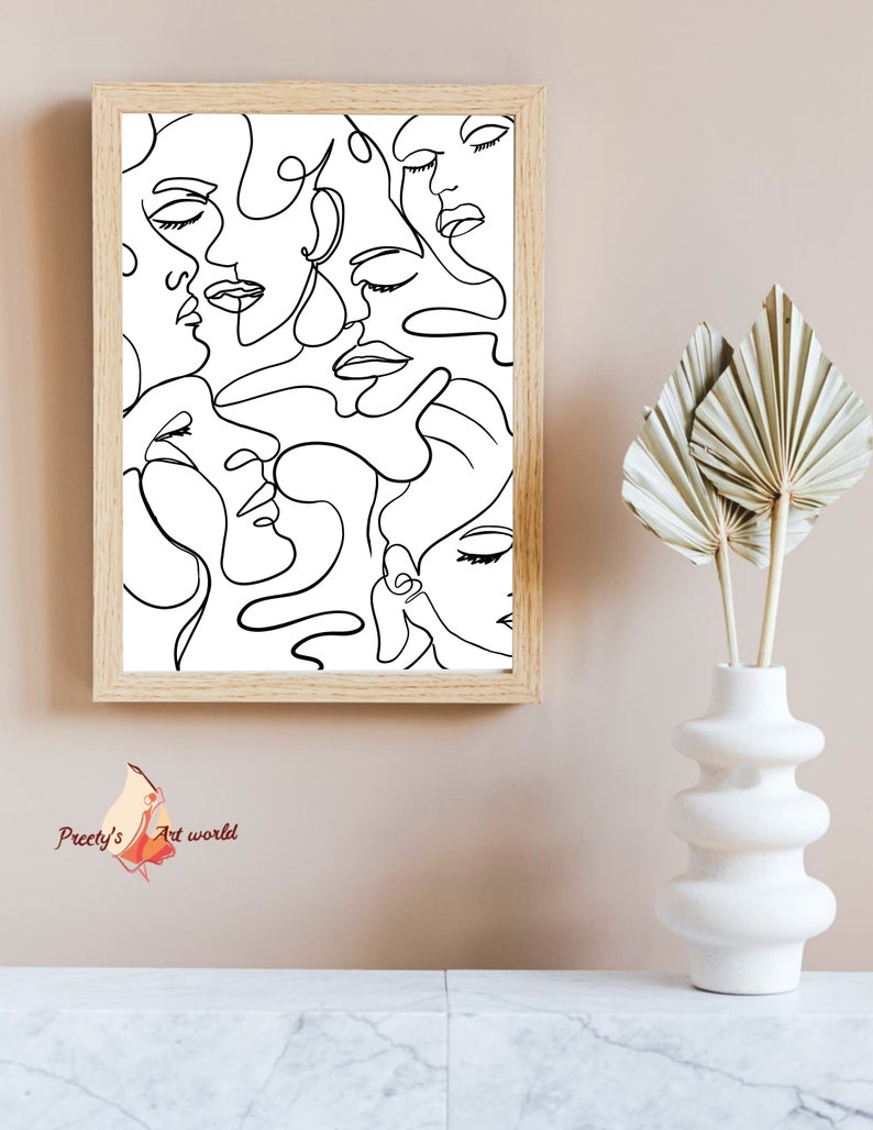 Abstract Faces Print I One Line Women Faces I Modern Decor Wall Print I ...