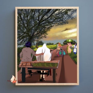 Punjabi Men & Women Working In Fields I Punjabi Village Art I Village Life I Traditional Indian Printable Wall Art I Punjabi wall decor image 3