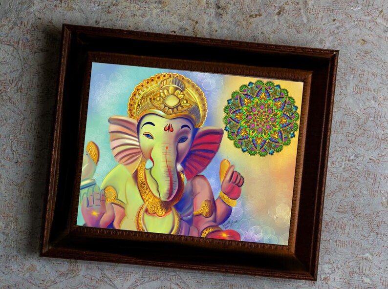 Ganesha Ganpati Ganesh ji Indian God Digital Art Print Digital Download Active