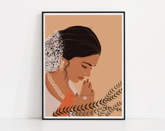 Namaste Lady Wall Indian Decor , Welcome Lady , Yoga Wall Art, Meditation Decor, Indian Entrance Decor , DIGITAL ART , Religious Wall art