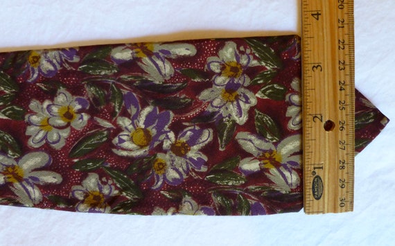 Vintage Burgundy Floral Silk Men's Necktie, Ungar… - image 6