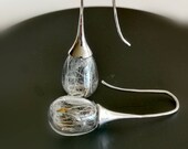 Dandelion Drop Earrings, Terrarium Earrings, Dandelion jewelry, Modern Earrings, Gift For Mom, Anniversary, Gift For Her