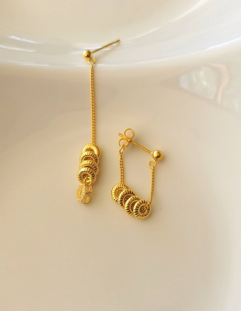 Gold Chain Loop Studs Earring Simple and elegant Modern Etsy