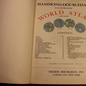 Hammond-Doubleday Illustrated World Atlas and Gazetteer, 1956 Publication