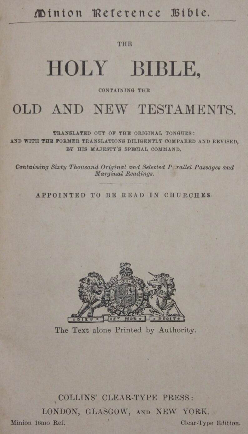 Minion Reference Bible the Holy Bible Containing the Old and New