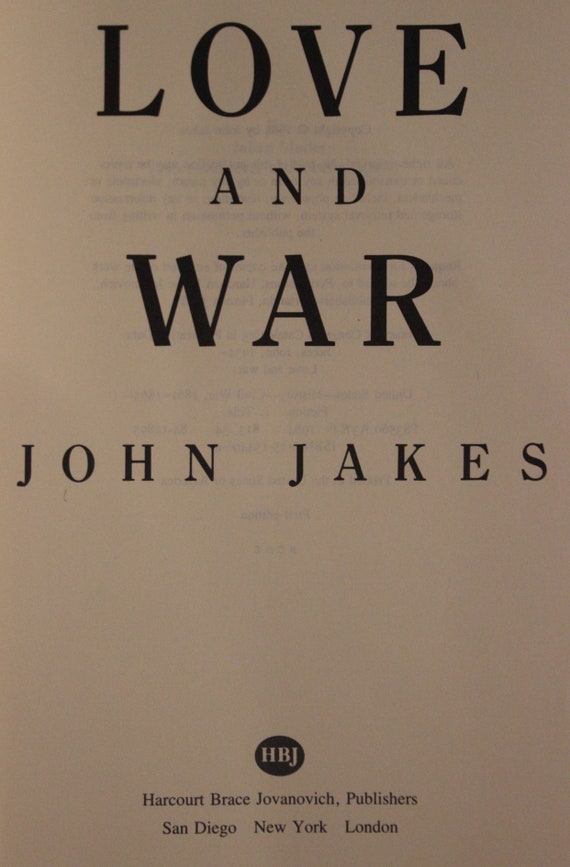 Love And War John Jakes 1984 First Edition Harcourt Brace Etsy