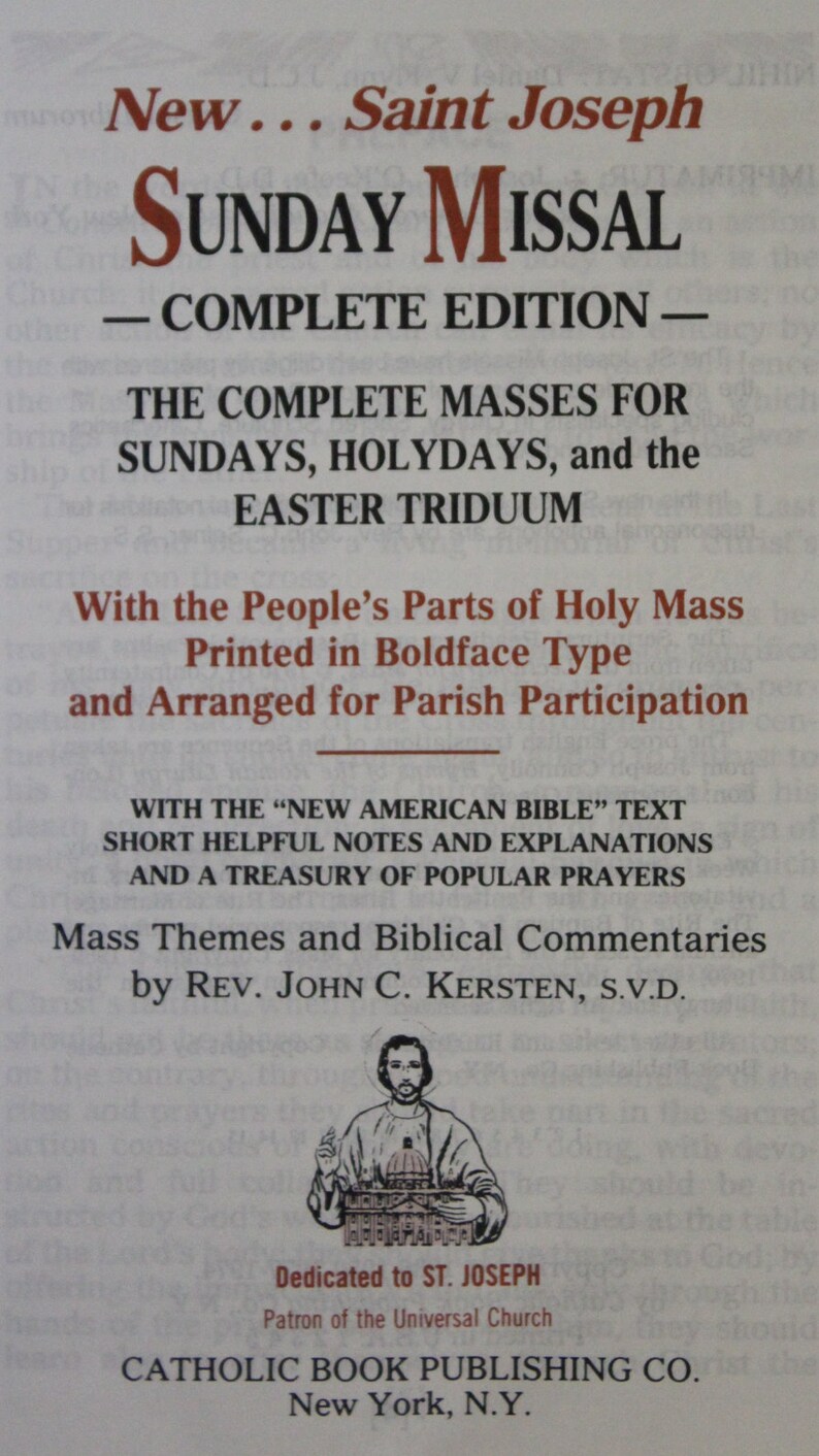New...saint Joseph Sunday Missal and Hymnal Complete Edition Etsy