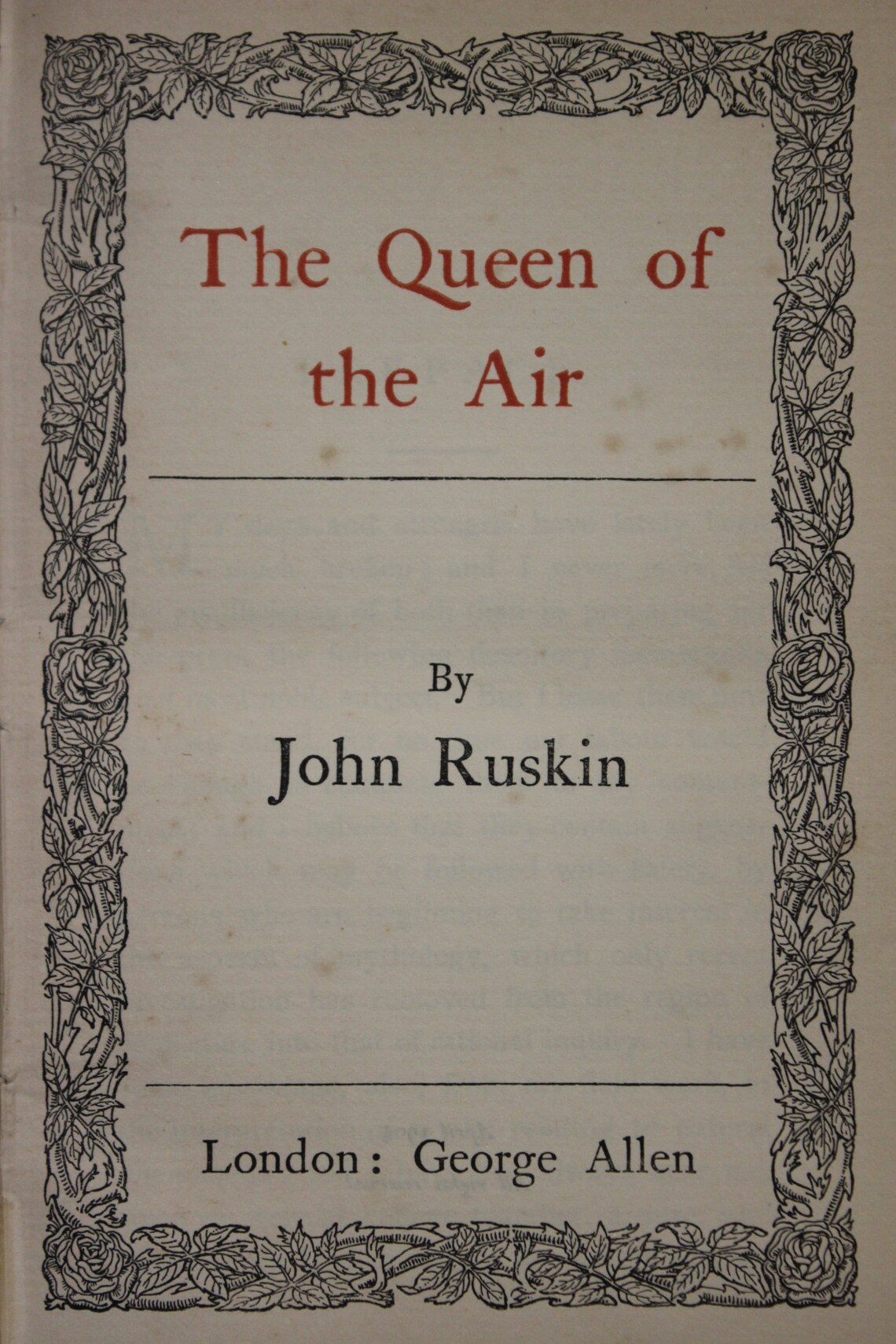 The Queen of the Air John Ruskin 1904 London Etsy