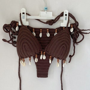 crochet bikini set, brown bikini, (color 26), Sea Shells bikini, women swimwear, crochet bikini swimsuit