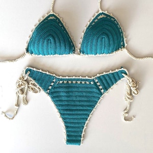 crochet bikini set,  green bikini, (color 453), crochet bikini, lace crochet bikini, women swimwear, crochet bikini swimsuit